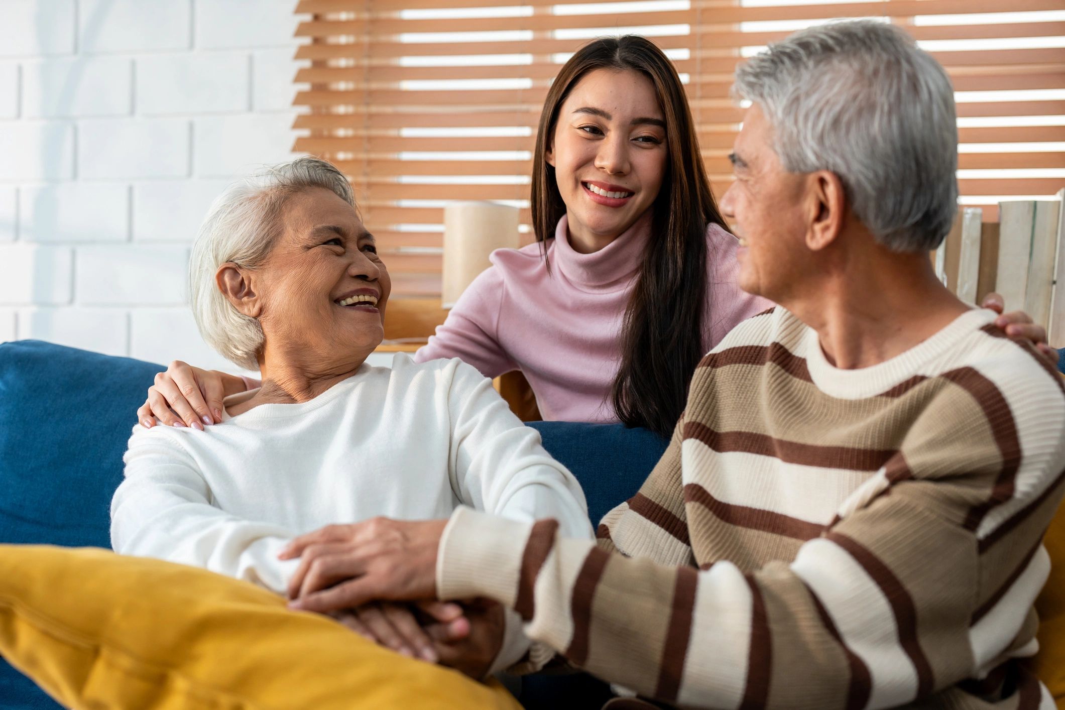 happy family caregiving modern