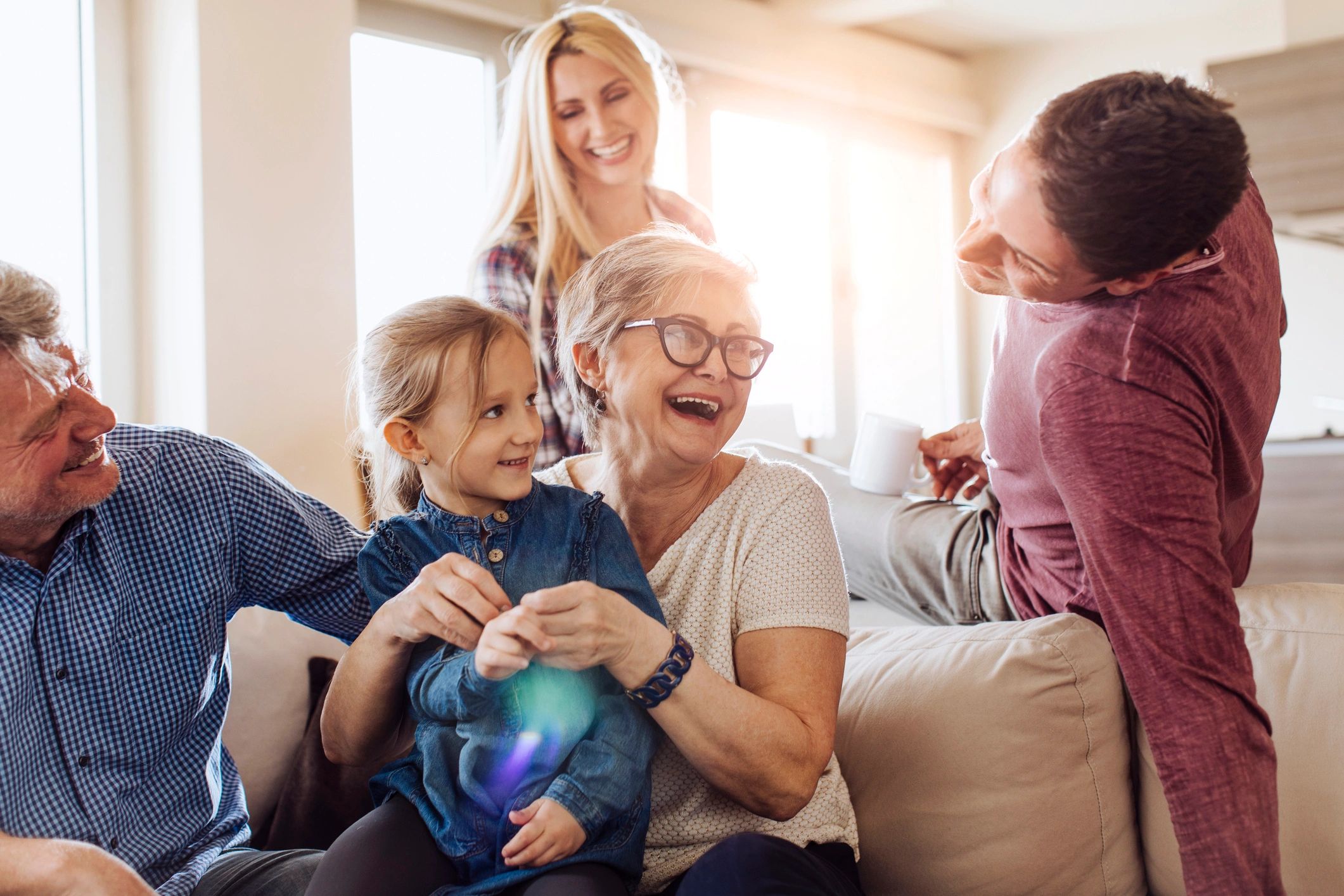 happy family caregiving modern